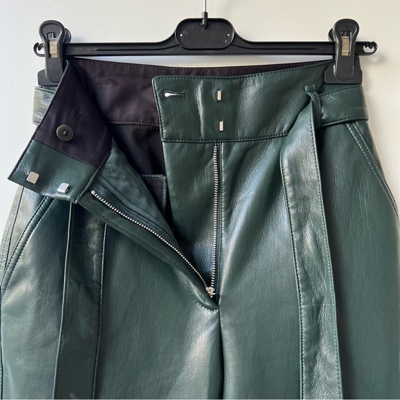 Aritzia Babaton Belted Tie-front Vegan Leather Pants - Dark Green - Size 0 - Picture 5 of 11